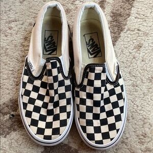 Vans Black and White Checkerboard Slip-On Sneakers Size 5